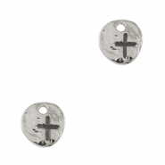 Colgantes metálicos DQ irregular cruz Plata vieja (sin níquel)