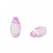 Abalorios acr&iacute;licos gota Rosa purp&uacute;ra transparente