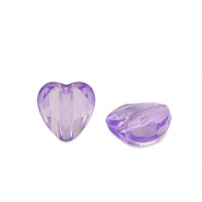Abalorios acr&iacute;licos coraz&oacute;n P&uacute;rpura transparente
