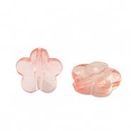 Abalorios acr&iacute;licos flor Rosa salm&oacute;n transparente