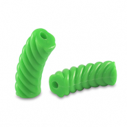 Abalorios acr&iacute;licos tubo espiral Verde