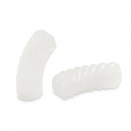 Abalorios acr&iacute;licos tubo espiral Blanco transparente