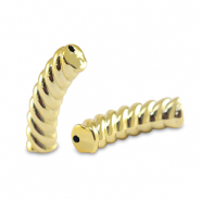 Abalorios acr&iacute;licos tubo espiral Dorado