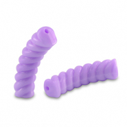 Abalorios acr&iacute;licos tubo espiral P&uacute;rpura