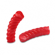 Abalorios acr&iacute;licos tubo espiral Rojo transparente