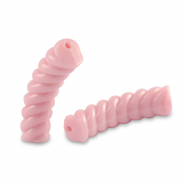 Abalorios acr&iacute;licos tubo espiral Rosa claro