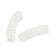 Abalorios acr&iacute;licos tubo espiral Blanco transparente