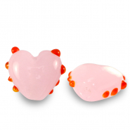 Abalorios de cristal pintados a mano coraz&oacute;n lunares Rosa-rojo