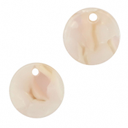 Colgantes de resina 12mm Blanco nacar-rosa