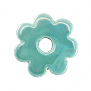 Abalorios de cer&aacute;mica griega DQ flor Turquesa