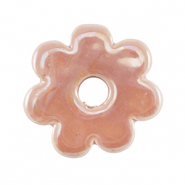 Abalorios de cer&aacute;mica griega DQ flor Rosa rojizo