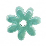 Abalorios de cer&aacute;mica griega DQ flor Turquesa