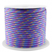 Cord&oacute;n estilo marino 2mm P&uacute;rpura-azul-dorado