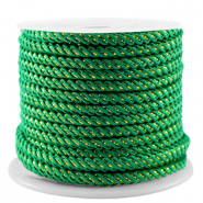 Cord&oacute;n trendy 3mm Verde esmeralda-dorado