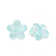 Abalorios acr&iacute;licos flor Transparente azul turqueza