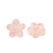 Abalorios acr&iacute;licos flor Transparente rosa salm&oacute;n