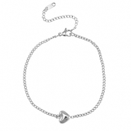 Pulseras Acero Inox coraz&oacute;n Plateado