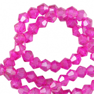 Abalorios faceteados bicono 6mm Rosa ne&oacute;n