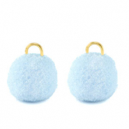 colgantes pompón con anilla 10mm Dorado-azul carolina