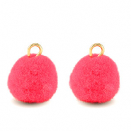 colgantes pompón con anilla 10mm Dorado-rosa hot