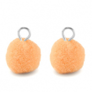 colgantes pompón con anilla 10mm Plateado-naranja salmón