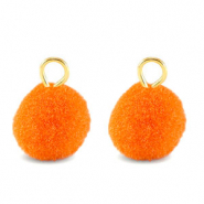 colgantes pompón con anilla 10mm Dorado-cáscara de naranja