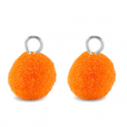 colgantes pompón con anilla 10mm Plateado-cáscara de naranja