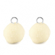 colgantes pompón con anilla 10mm Plateado-blancuzco