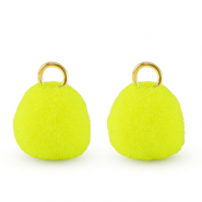 colgantes pompón con anilla 10mm Dorado-amarillo neón