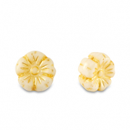 Abalorios Checos flor 7mm Amarillo limón-blanco