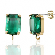 Pendientes de Cristal con anilla rect&aacute;ngulo Verde-dorado