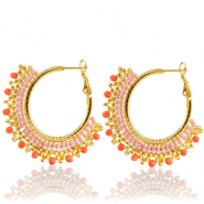 Pendientes Acero Inox abolorios Naranja-dorado