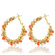 Pendientes Acero Inox faceteados Naranja-dorado