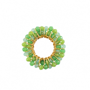 Colgantes Acero Inox faceteados 26mm Verde-dorado