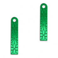 Colgantes llamativos barra flor Verde kelly met&aacute;lico