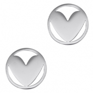 Colgantes Acero Inox entrepieza coraz&oacute;n Plateado