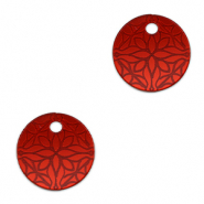 Colgantes llamativos flor 16mm Rojo met&aacute;lico
