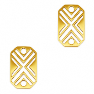 Colgantes Acero Inox entrepieza oct&oacute;gono X Dorado