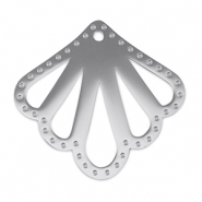 Colgantes Acero Inox entrepieza concha Plateado