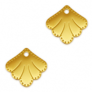 Colgantes Acero Inox entrepieza concha Dorado