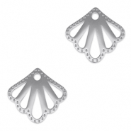 Colgantes Acero Inox entrepieza concha Plateado