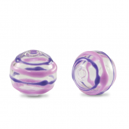 Abalorios de cristal pintados a mano 14mm Transparente-p&uacute;rpura lila