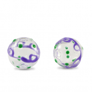 Abalorios de cristal pintados a mano 14mm Transparente-p&uacute;rpura verde