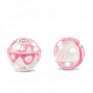 Abalorios de cristal pintados a mano 14mm Transparente-rosa blanco