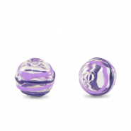 Abalorios de cristal pintados a mano 8mm Transparente-p&uacute;rpura lila