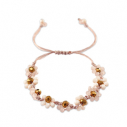Pulsera con abalorios faceteados flor Rosa multicolor-marr&oacute;n topacio