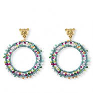 Pendientes faceteados 60mm Dorado-multicolor
