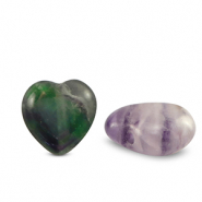 Piedras naturales Fluorite corazón Púrpura-verde blanco