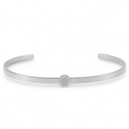 Pulseras Piedra de Nacimiento con engaste de acero inoxidable para SS16 base plana Plateado