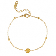 Pulseras Piedra de Nacimiento con engaste de acero inoxidable para SS16 base plana Dorado